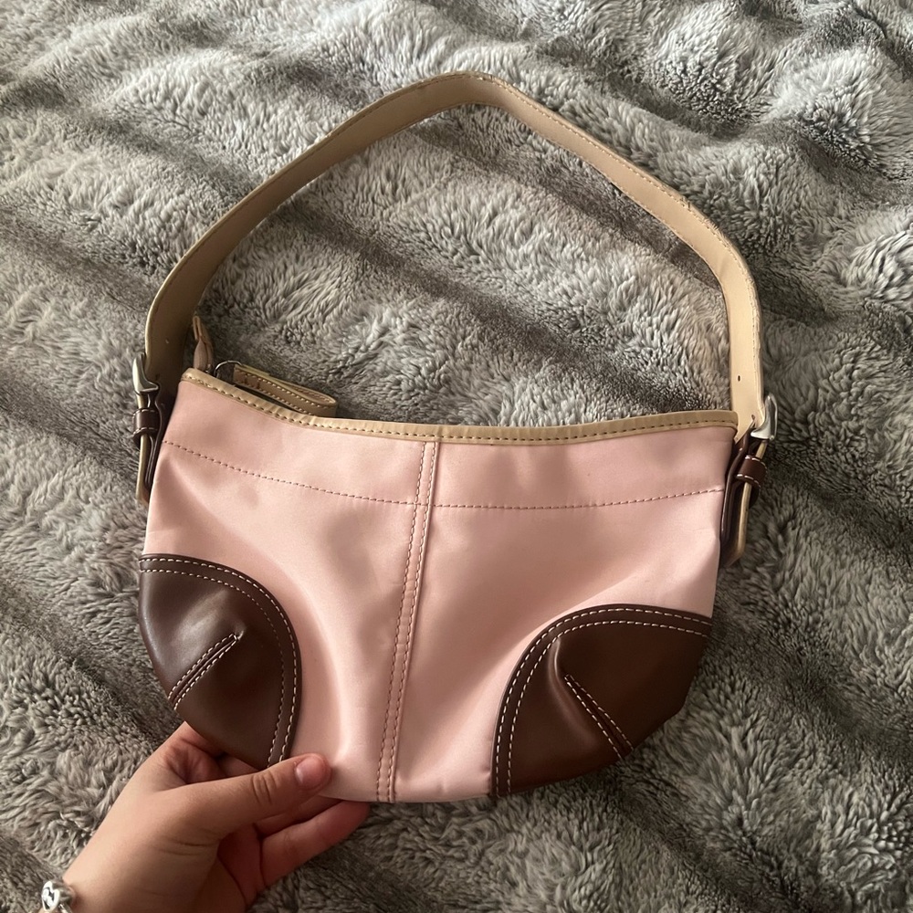 Pink and Brown Women's Shoulder Bag